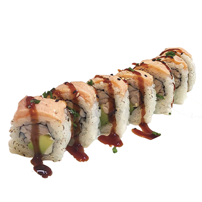 Salmón flameada rollo