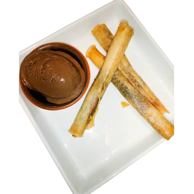 Rollo de chocolate y plátano
