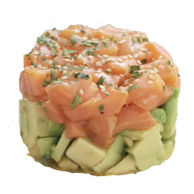 Tartar de salmón con salsa mango