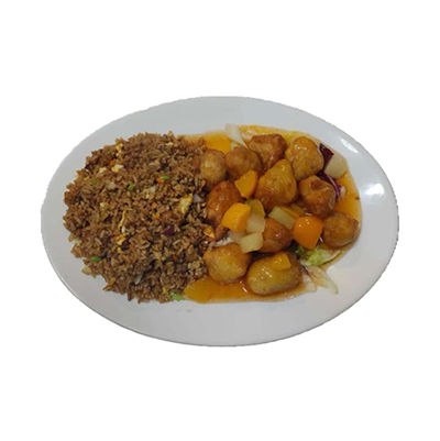 Arroz frito con cerdo agridulce